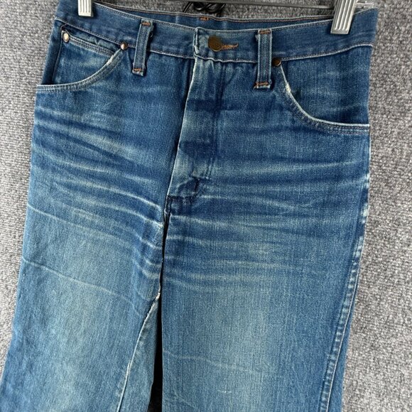 VTG Wrangler Bluebell Denim Jeans Scotland Made Flare Bell Bottom ACTL 28X31 - Picture 3 of 16